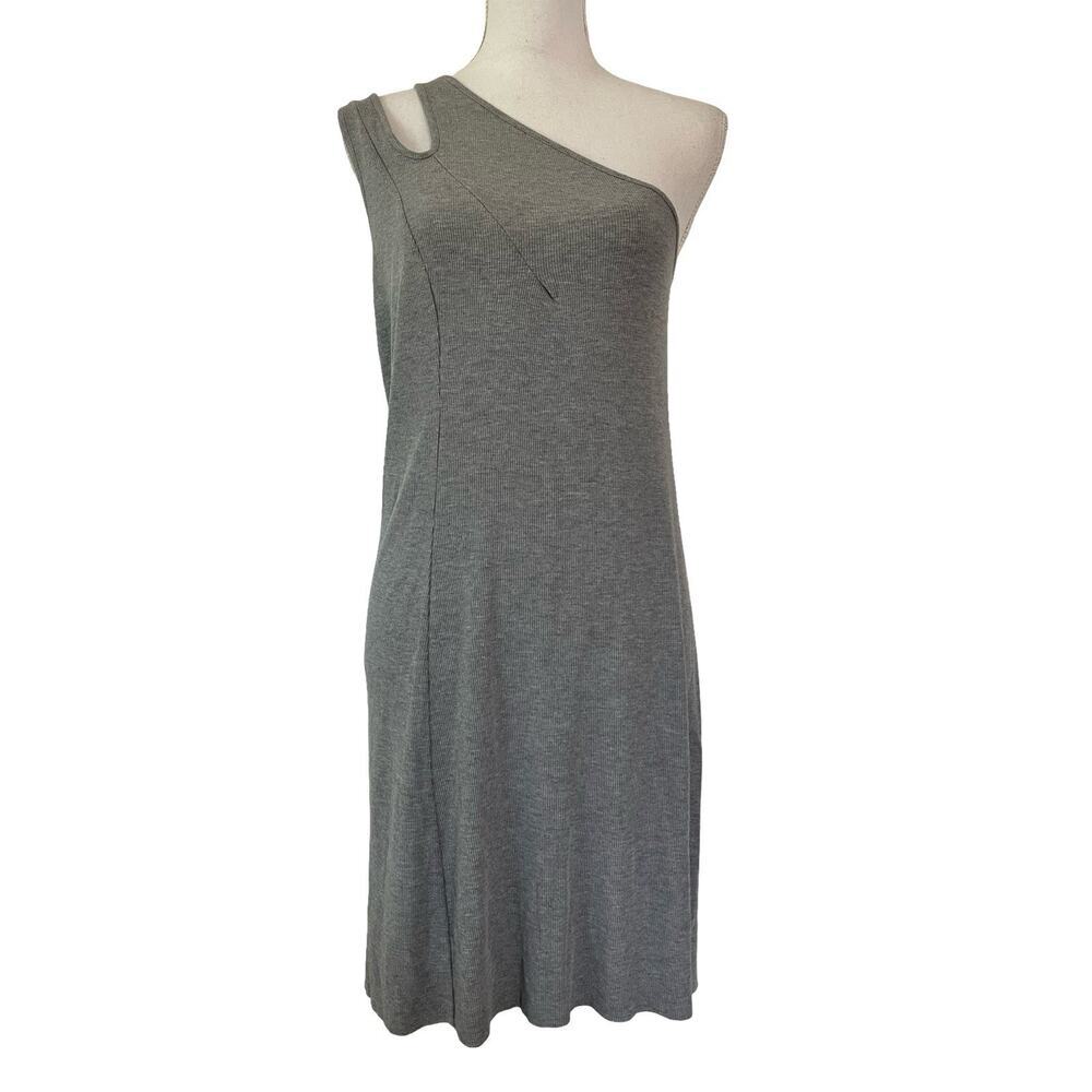SKIMS Soft Lounge Cut Out One Shoulder Mini Dress Size 4X Heather Gray NWT